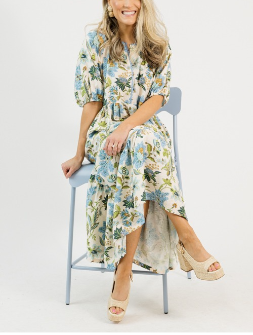 Floral Frenzy Blue Maxi Dress