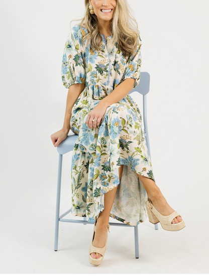 Floral Frenzy Blue Maxi Dress