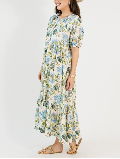 Floral Frenzy Blue Maxi Dress