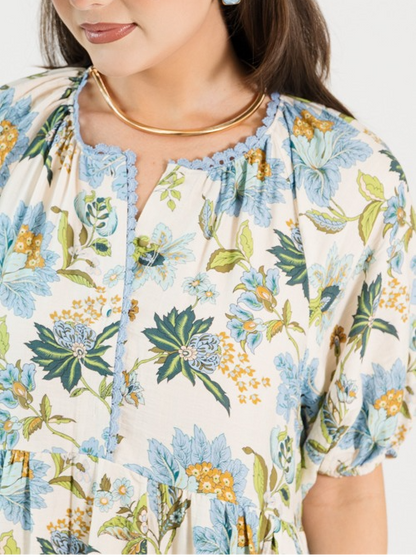 Floral Frenzy Blue Maxi Dress
