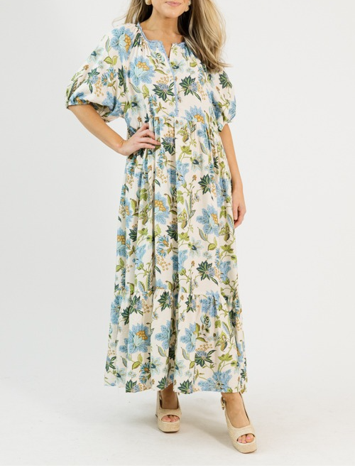 Floral Frenzy Blue Maxi Dress