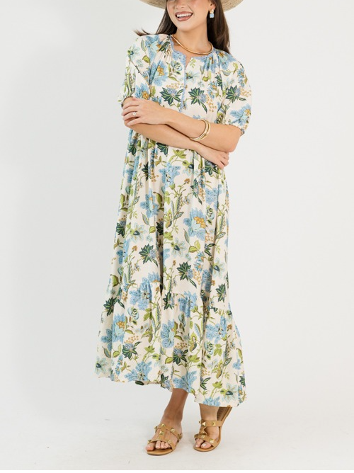 Floral Frenzy Blue Maxi Dress