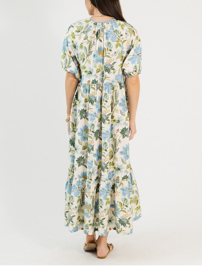 Floral Frenzy Blue Maxi Dress