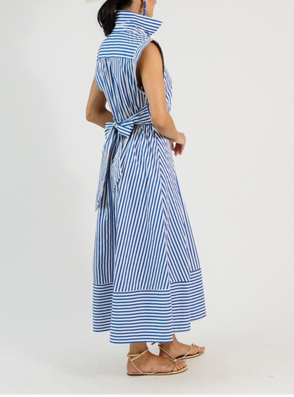 Tie Waist Stripe Maxi, Blue