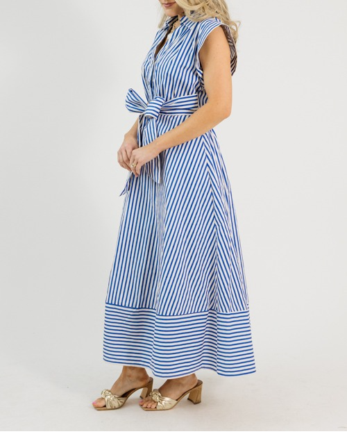 Tie Waist Stripe Maxi, Blue