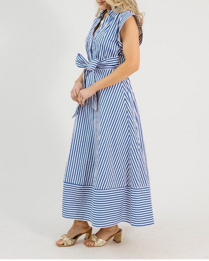 Tie Waist Stripe Maxi, Blue