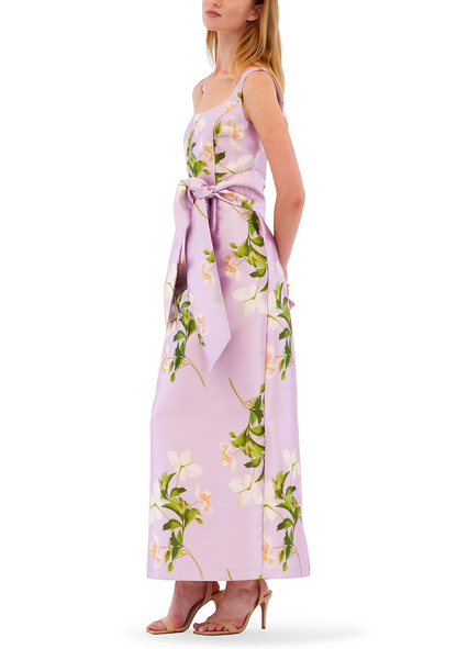 Sleeveless Floral Tie Waist Dress