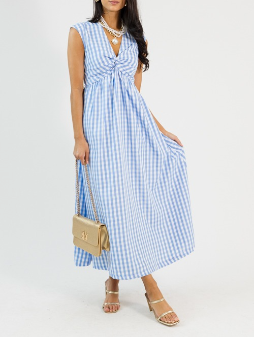 Gingham Twist Maxi, Blue