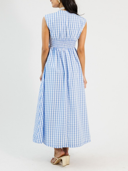 Gingham Twist Maxi, Blue