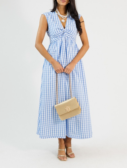Gingham Twist Maxi, Blue