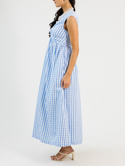 Gingham Twist Maxi, Blue
