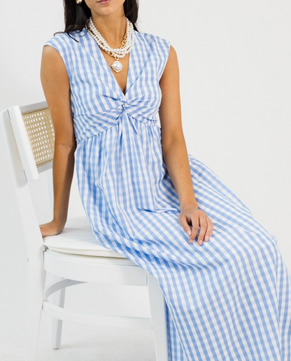 Gingham Twist Maxi, Blue