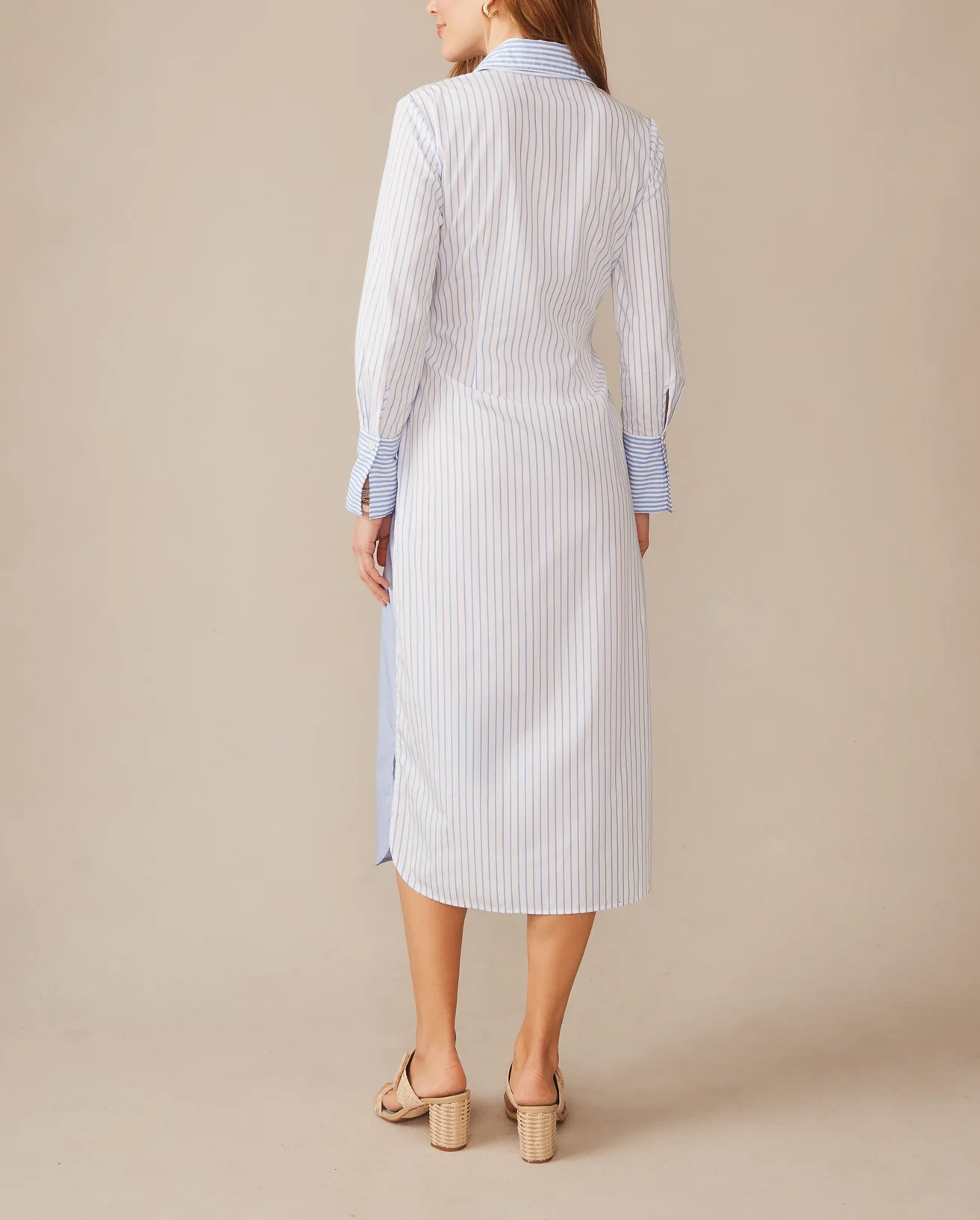 White and Blue Dress in Stripes