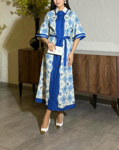 Collared satin midi dress