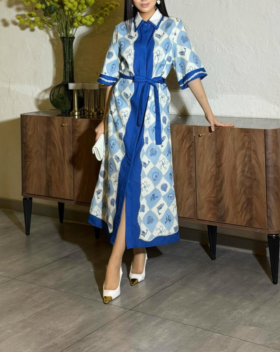 Collared satin midi dress