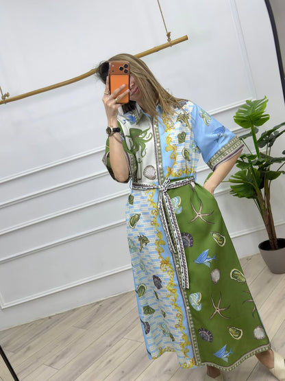 Collared satin midi dress