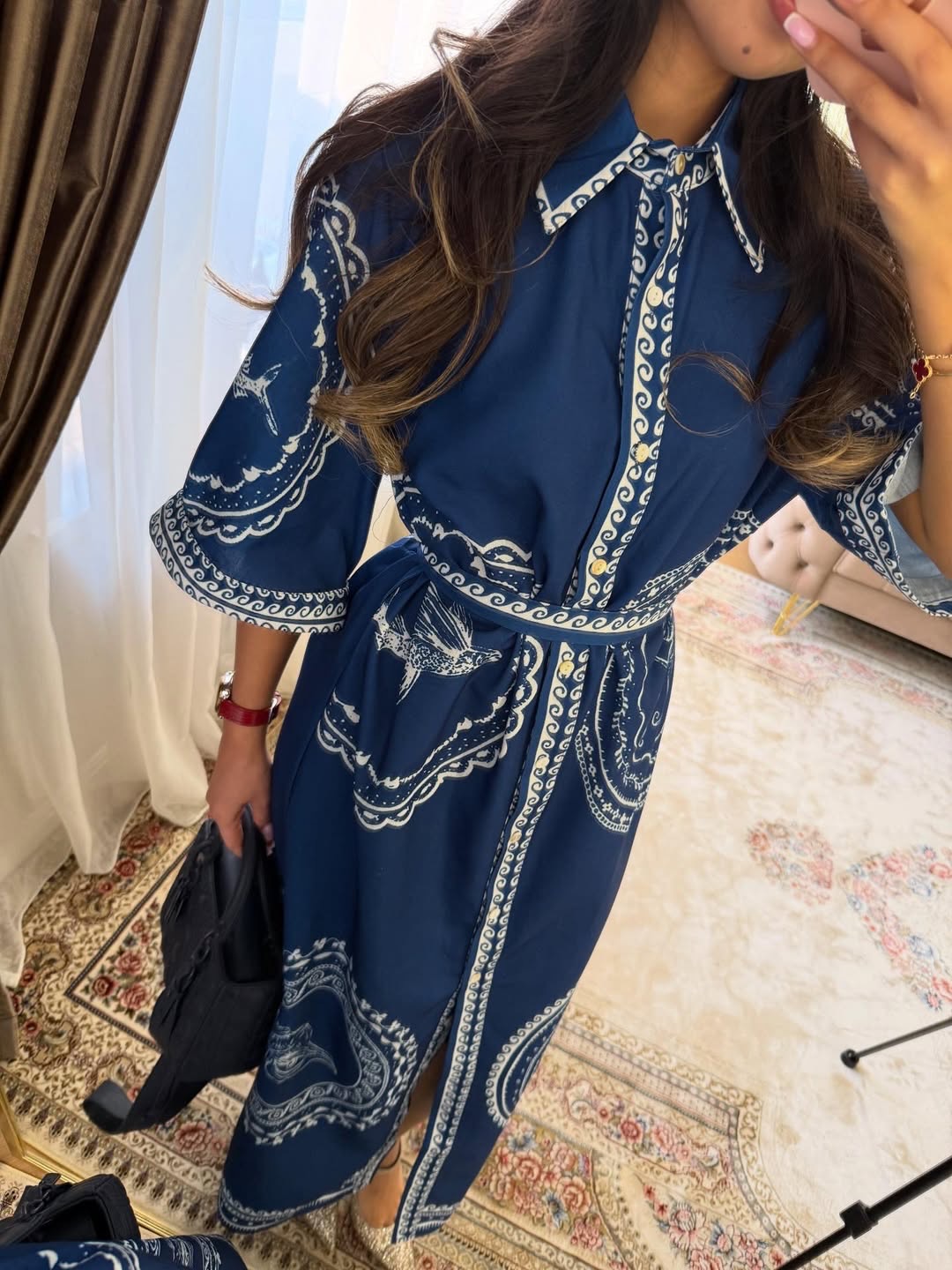 Collared satin midi dress