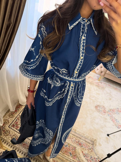 Collared satin midi dress