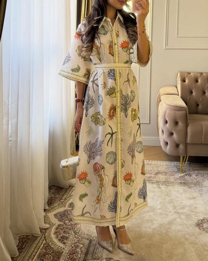 Collared satin midi dress