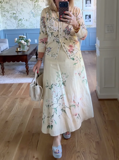 Linen print two-piece set