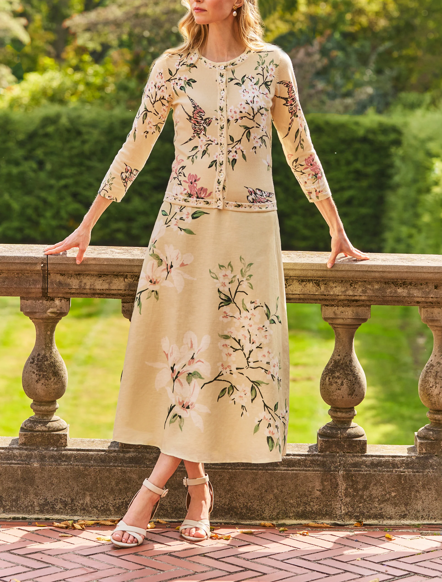 Linen print two-piece set