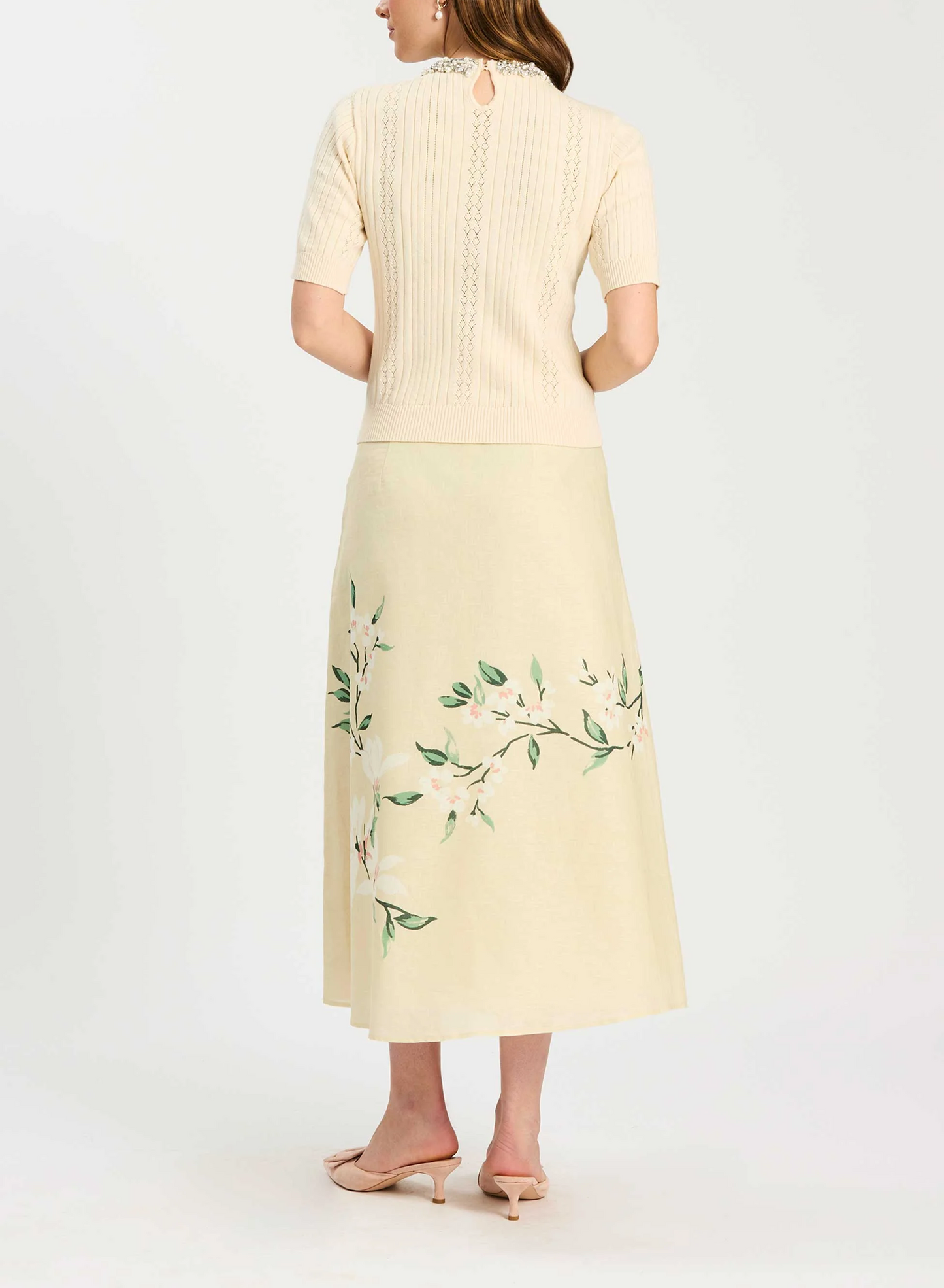 Linen print two-piece set