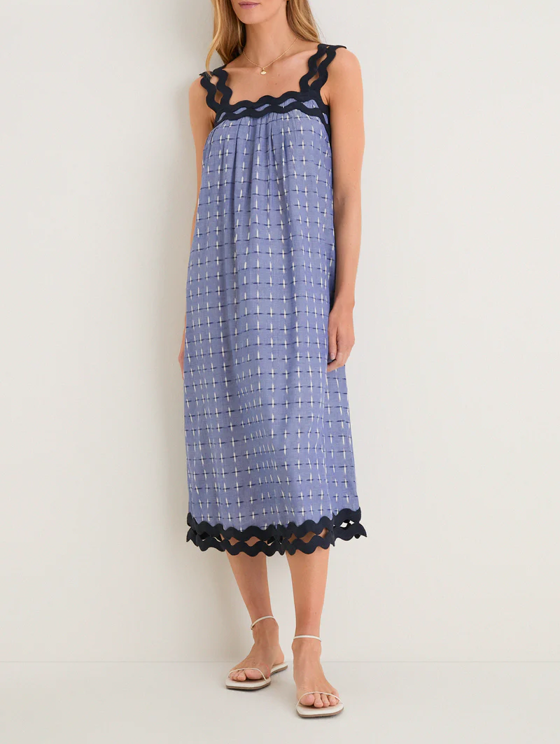 Asymmetrical Spaghetti-Strap Checkered Dress