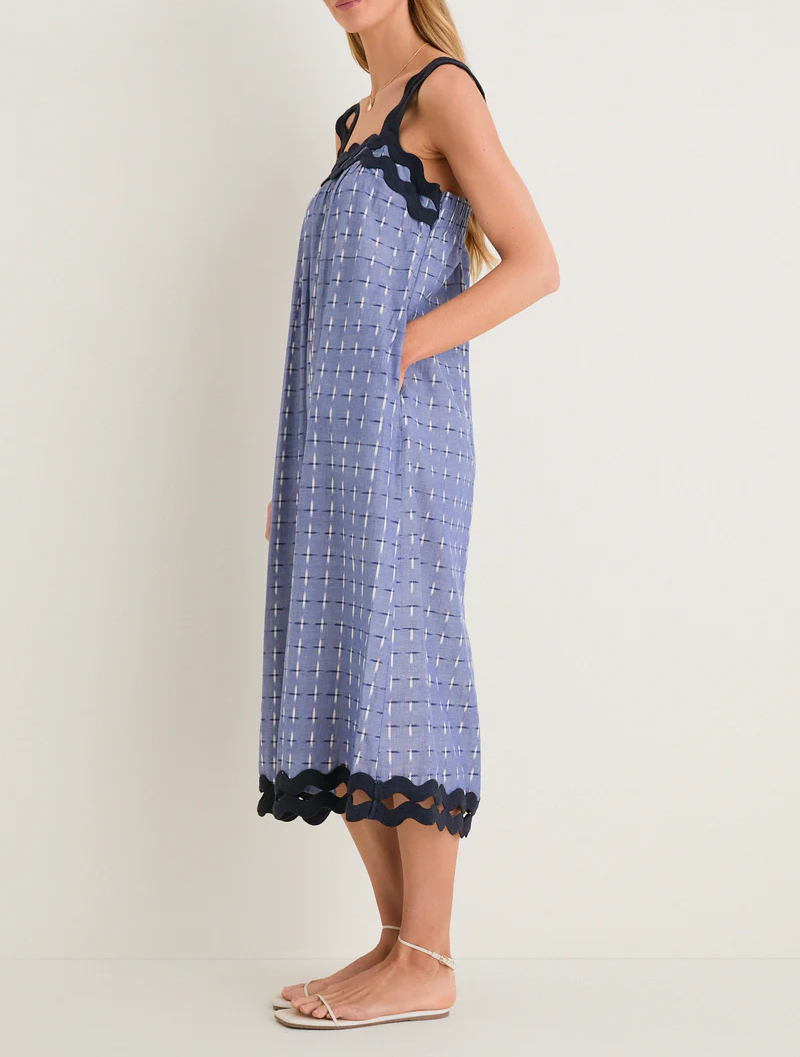 Asymmetrical Spaghetti-Strap Checkered Dress