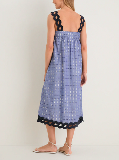 Asymmetrical Spaghetti-Strap Checkered Dress
