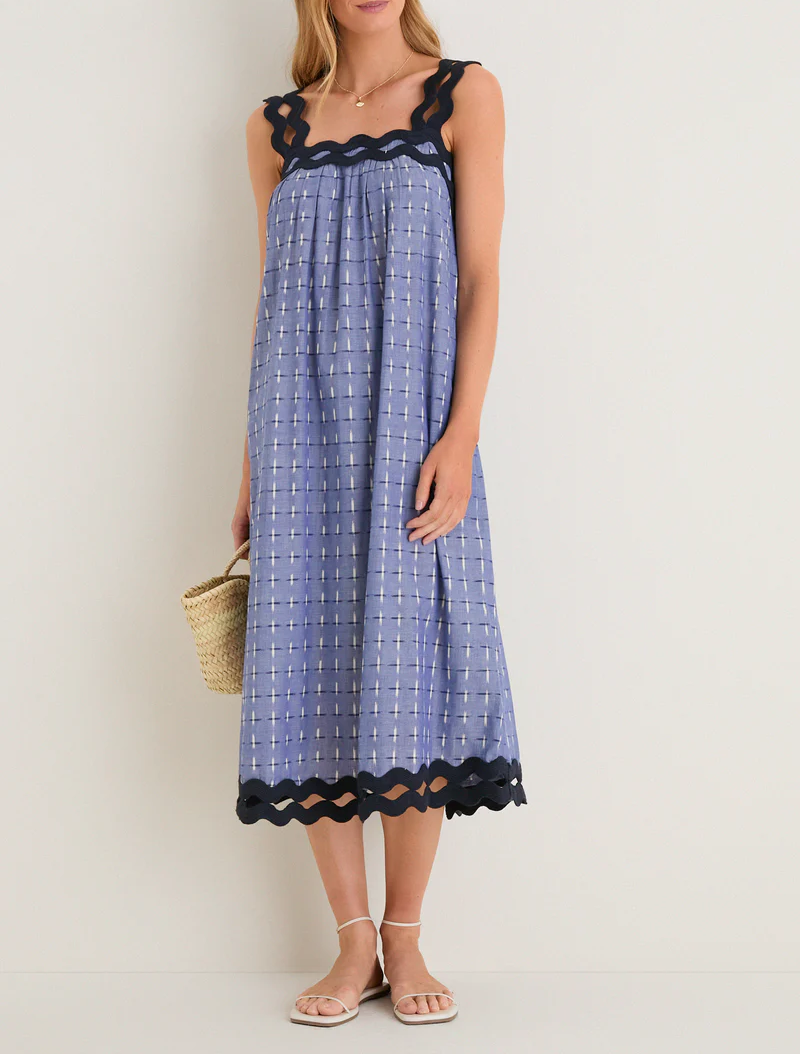 Asymmetrical Spaghetti-Strap Checkered Dress