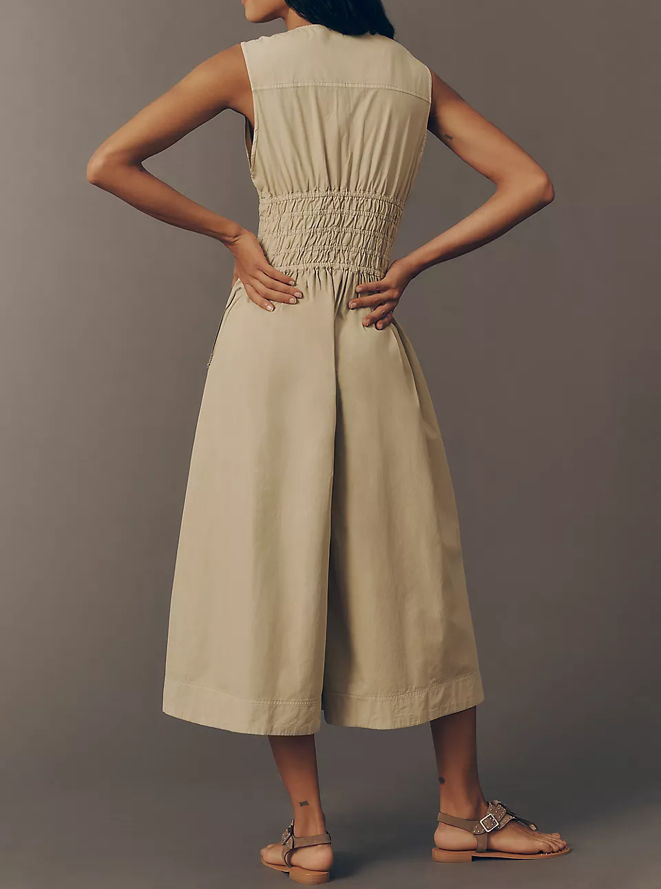 Smocked Wide-Leg Jumpsuit