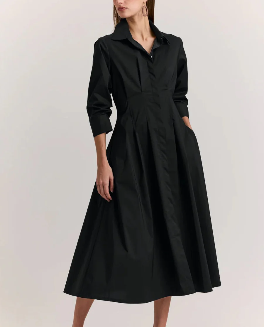 3/4 Sleeve Pleated Dress