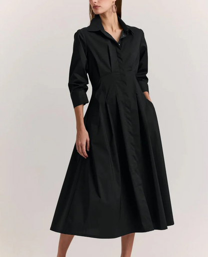 3/4 Sleeve Pleated Dress