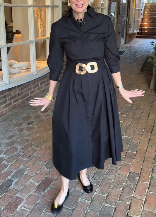 3/4 Sleeve Pleated Dress
