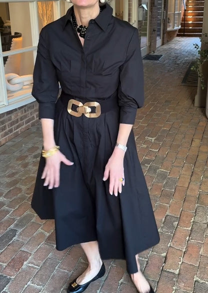 3/4 Sleeve Pleated Dress
