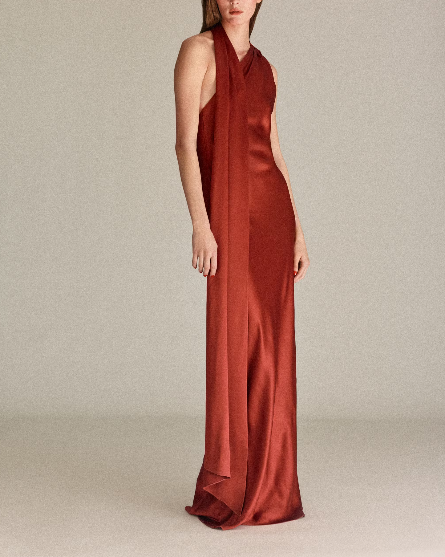Asymmetrical bow-neck dress