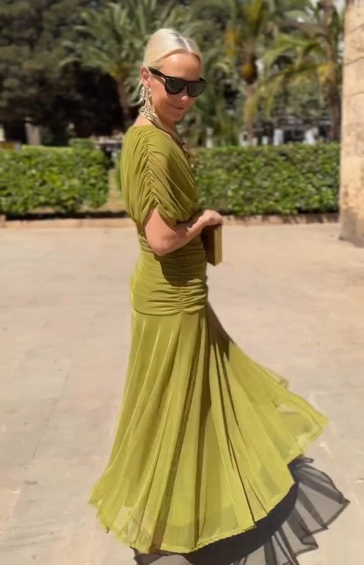 Pleated tulle dress