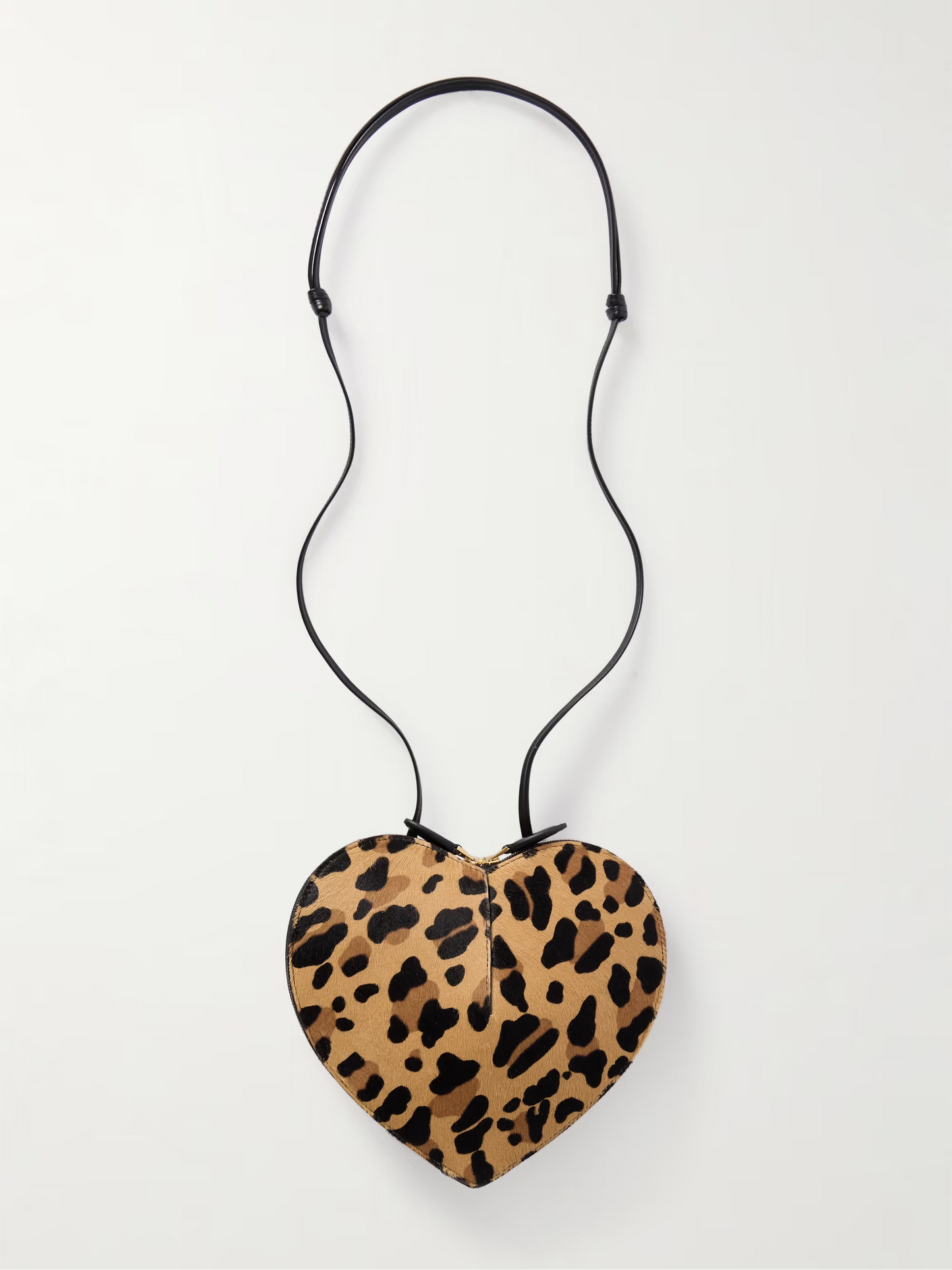 Leopard-print leather-trimmed calf hair shoulder bag