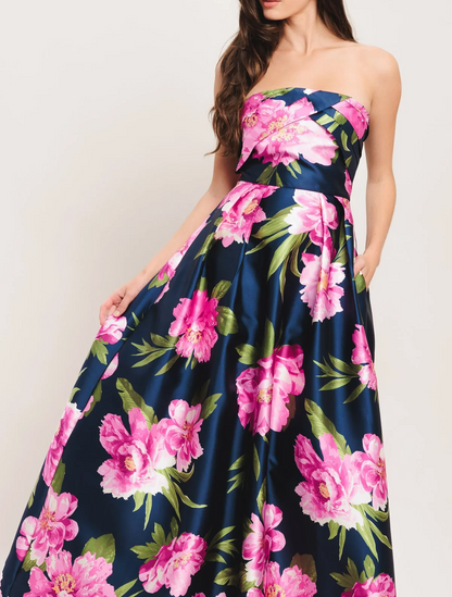 LUNA FLORA NAVY MAXI DRESS