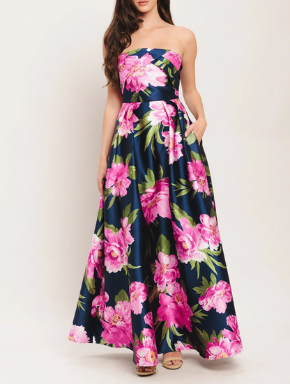 LUNA FLORA NAVY MAXI DRESS
