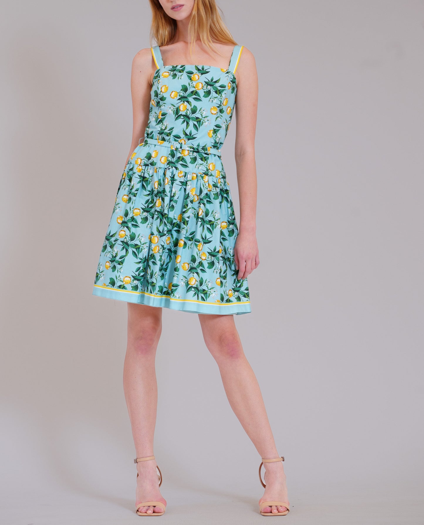 SQUARE NECK DROPWAIST SHORT DRESS