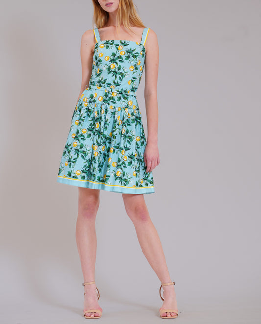 SQUARE NECK DROPWAIST SHORT DRESS