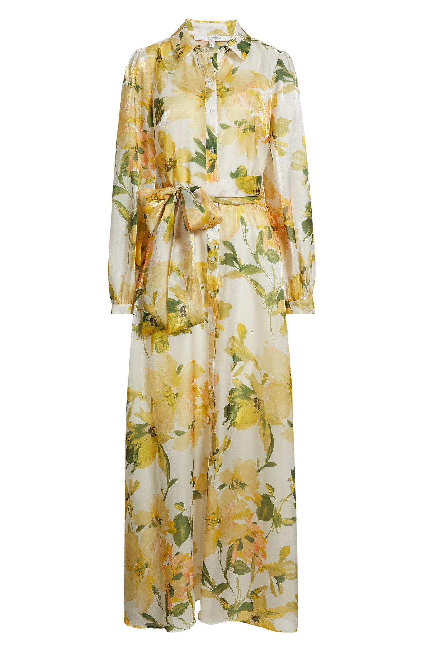Floral Long-Sleeve Tie-Belt Shirtdress