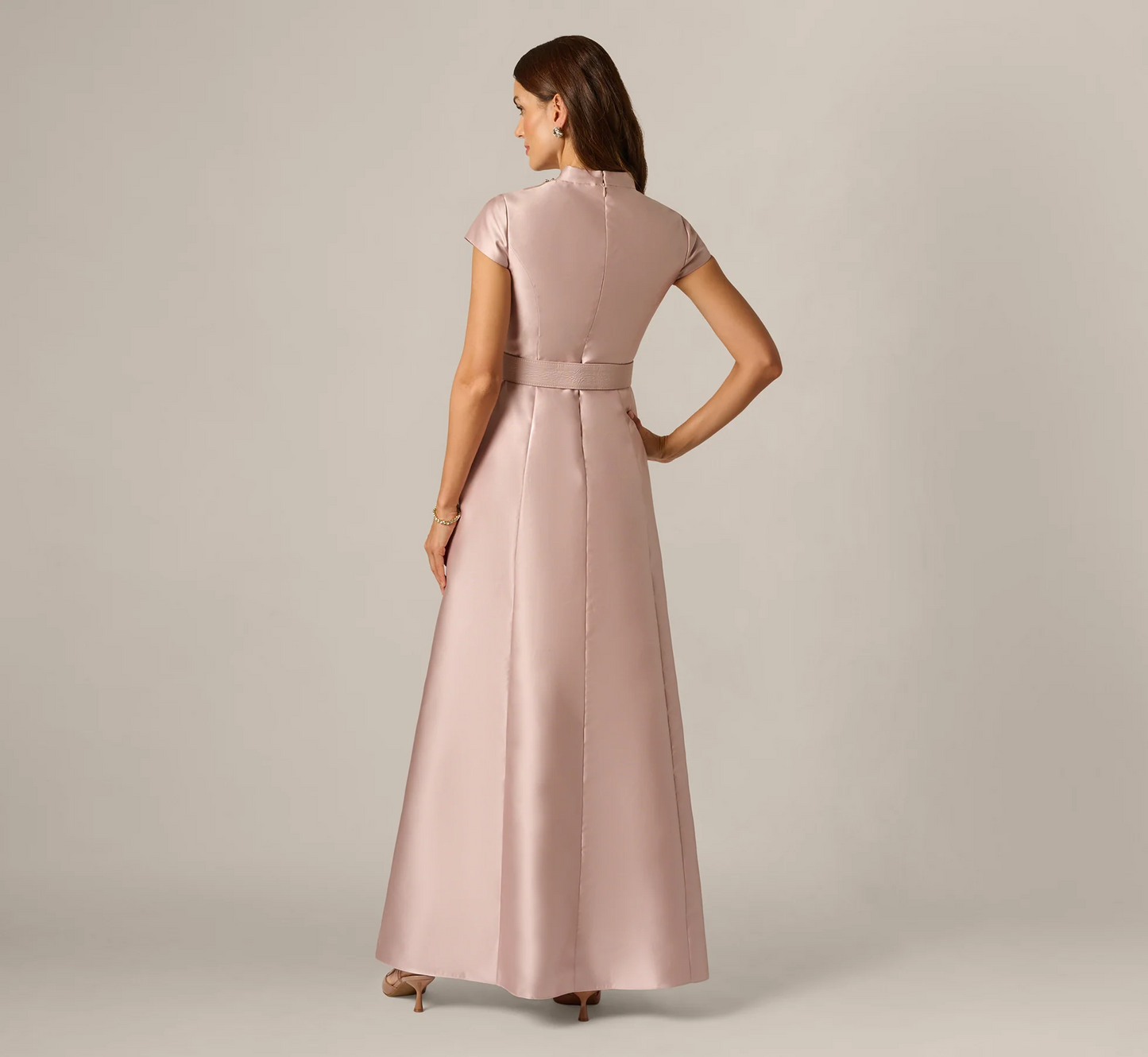 Cap Sleeve Beaded Collar Ballgown
