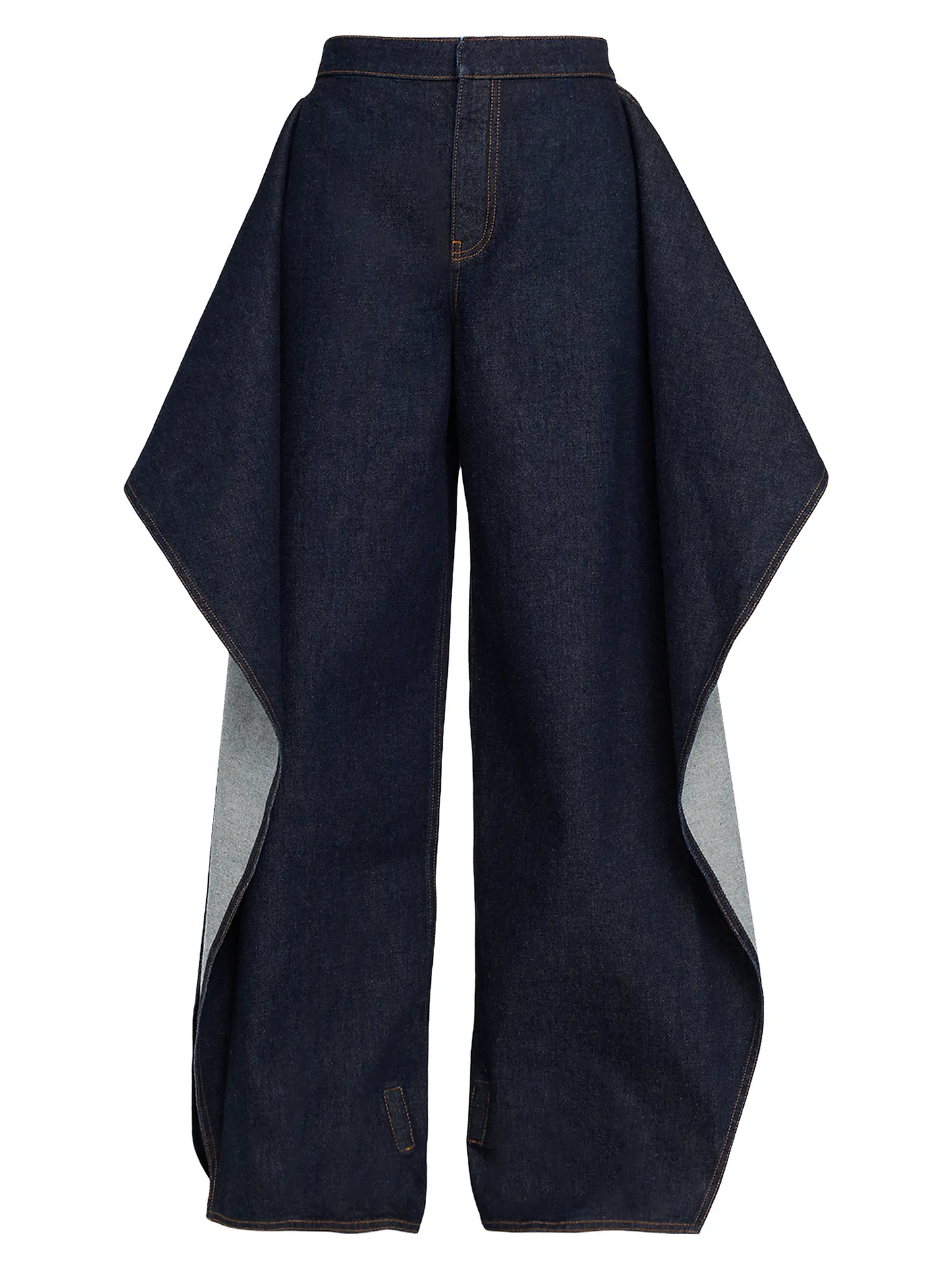 Long-Sleeve Denim Crop Wrap Top+Flap Ruffled Wide-Leg Jeans
