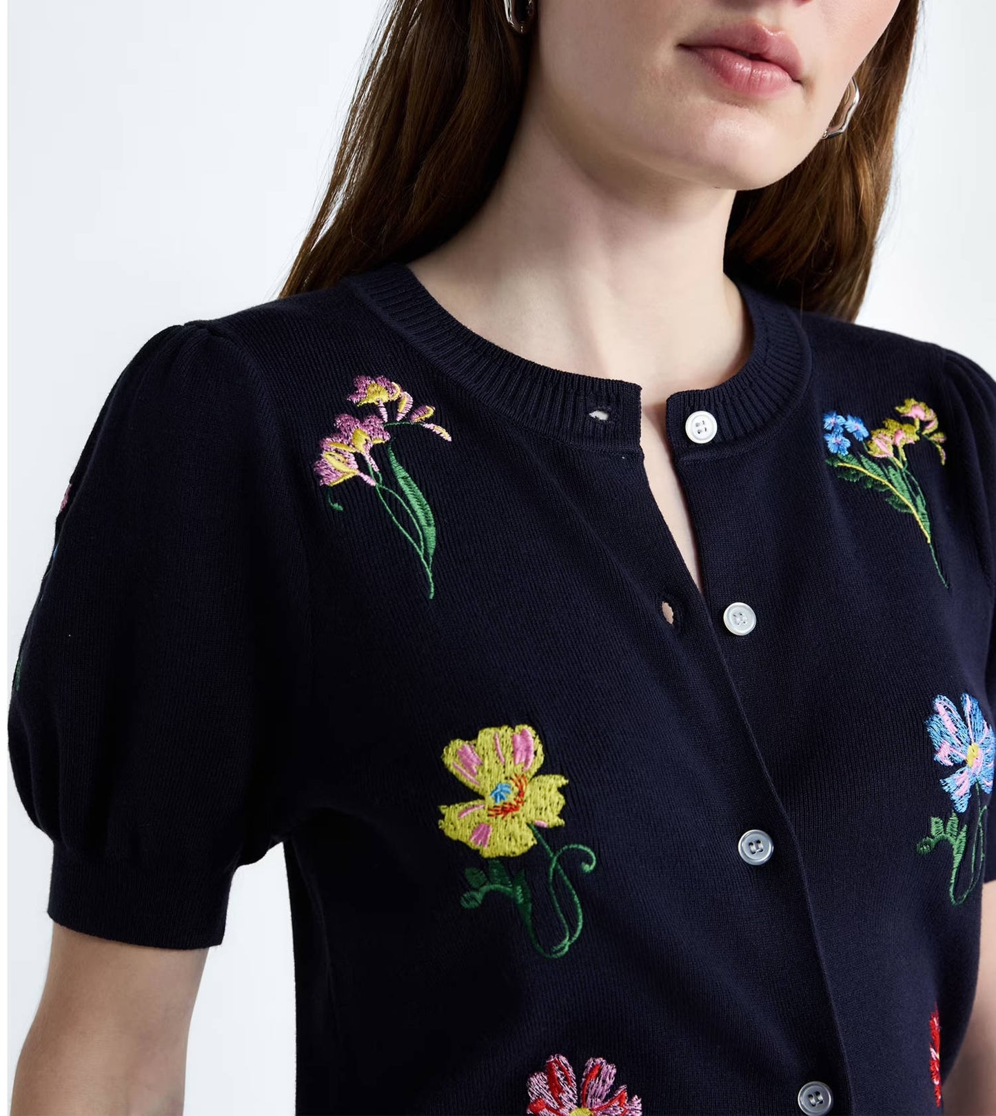 Plus Embroidered Cardigan Sweater