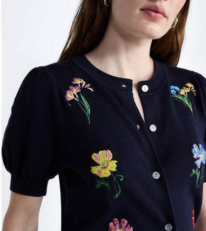Plus Embroidered Cardigan Sweater