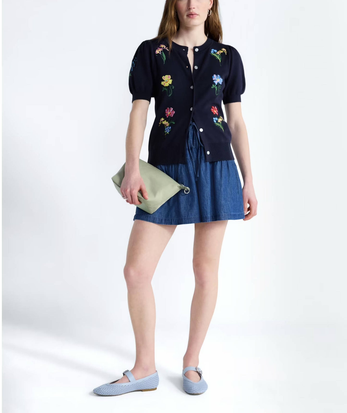 Plus Embroidered Cardigan Sweater