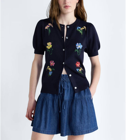 Plus Embroidered Cardigan Sweater
