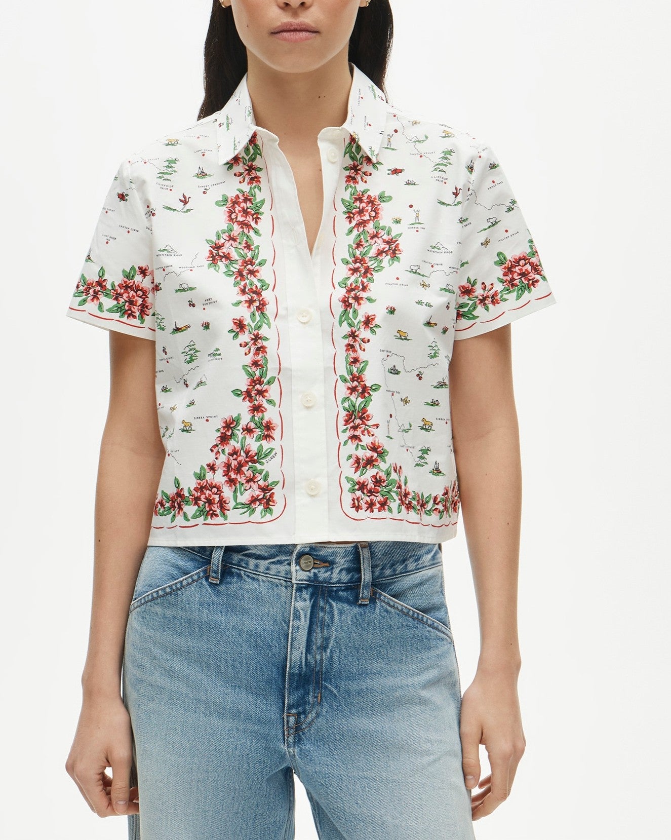 Button-down shirt in map print